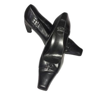 Joan & David Circa Black Leather Curved Heels 10